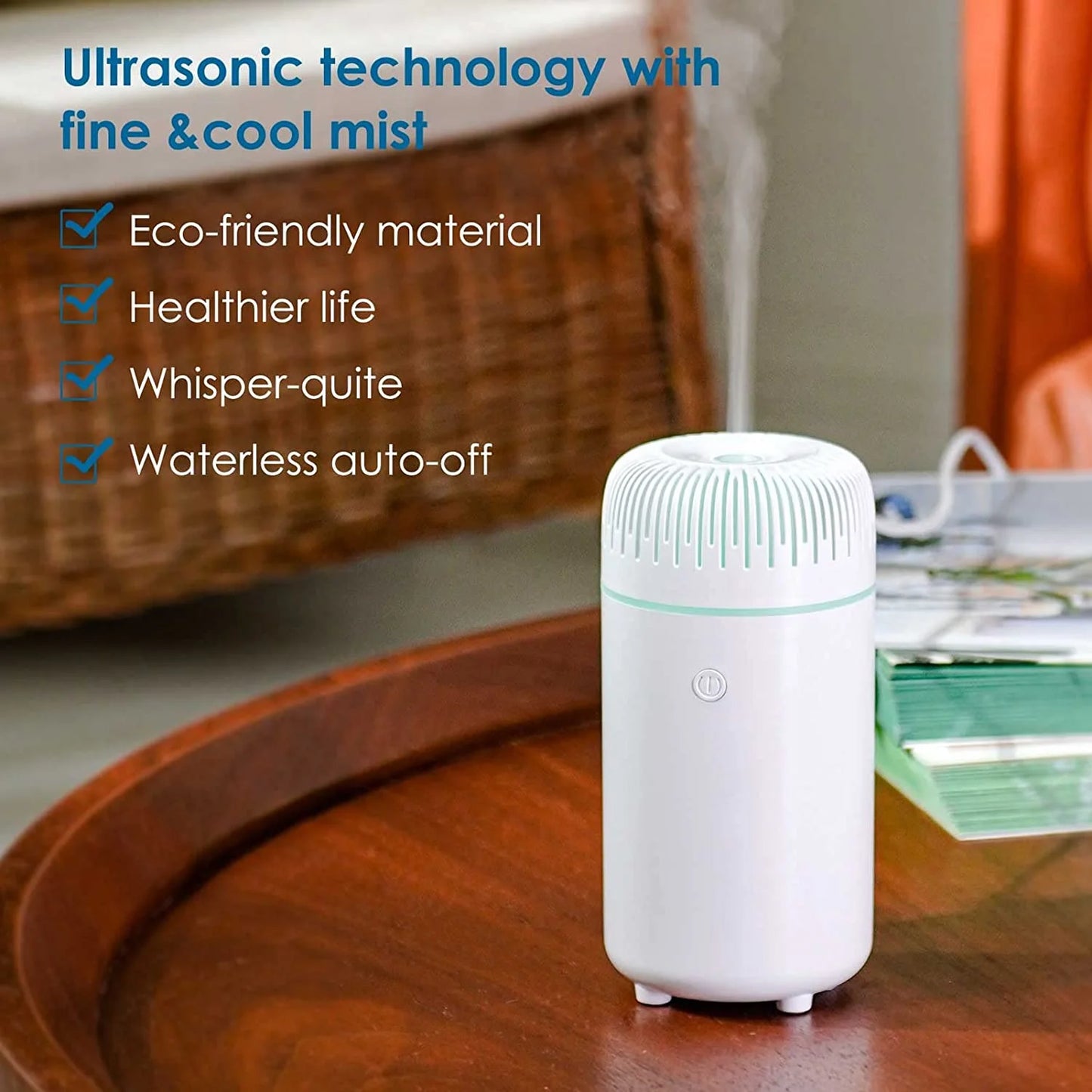 Car Diffuser Humidifier Aromatherapy Essential Oil Diffuser USB Cool Mist Mini Portable Diffuser for Car Home Office Bedroom White