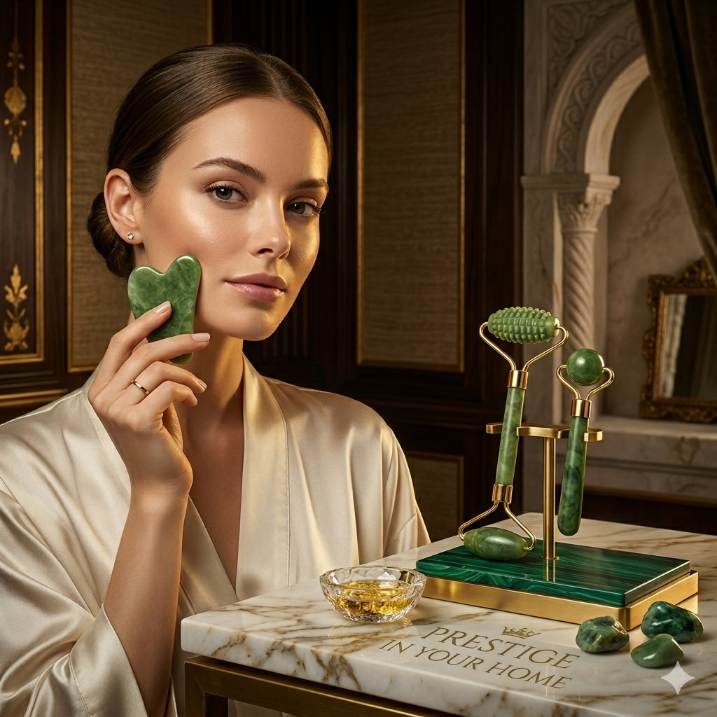 Premium Jade Roller &amp; Gua Sha Set | Natural Stone Face Massager | Luxury Skincare - Vitae Prestige